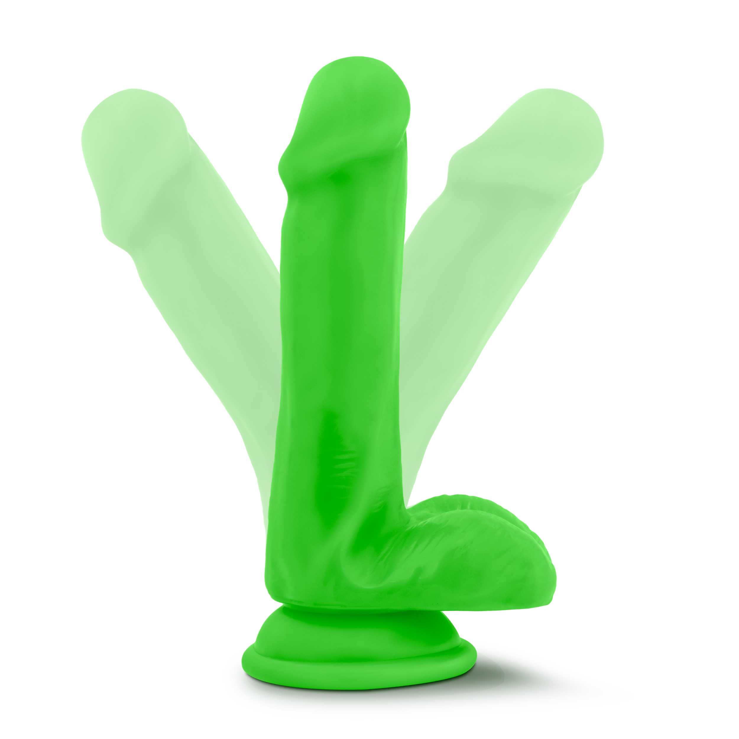 Neo Elite 6in Silicone Dual Density Cock with Balls Neon Green - Image 5