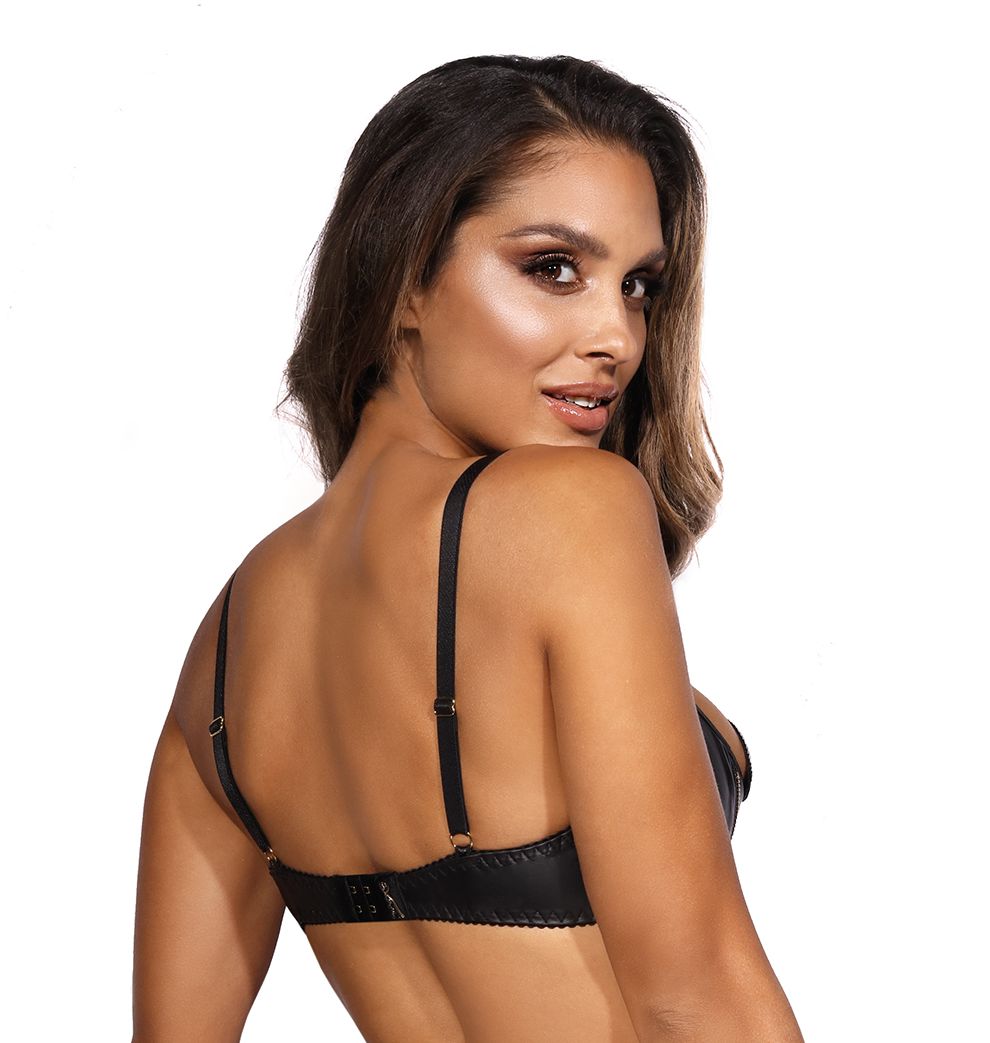 Wetlook Half Cup Zip Bra Blac - Image 2